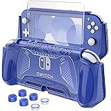 HEYSTOP Coque pour Nintendo Switch Lite, Coque Protection en TPU avec 2 Emplacements pour Cartes de Jeu et Verre Trempé et Po