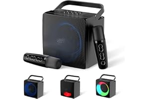 MusyVocay Sistema Karaoke, Mini Sistema di Altoparlanti PA Bluetooth con 2 Mini Microfoni Wireless, Altoparlante Suono Portatile per Bambini e Principianti