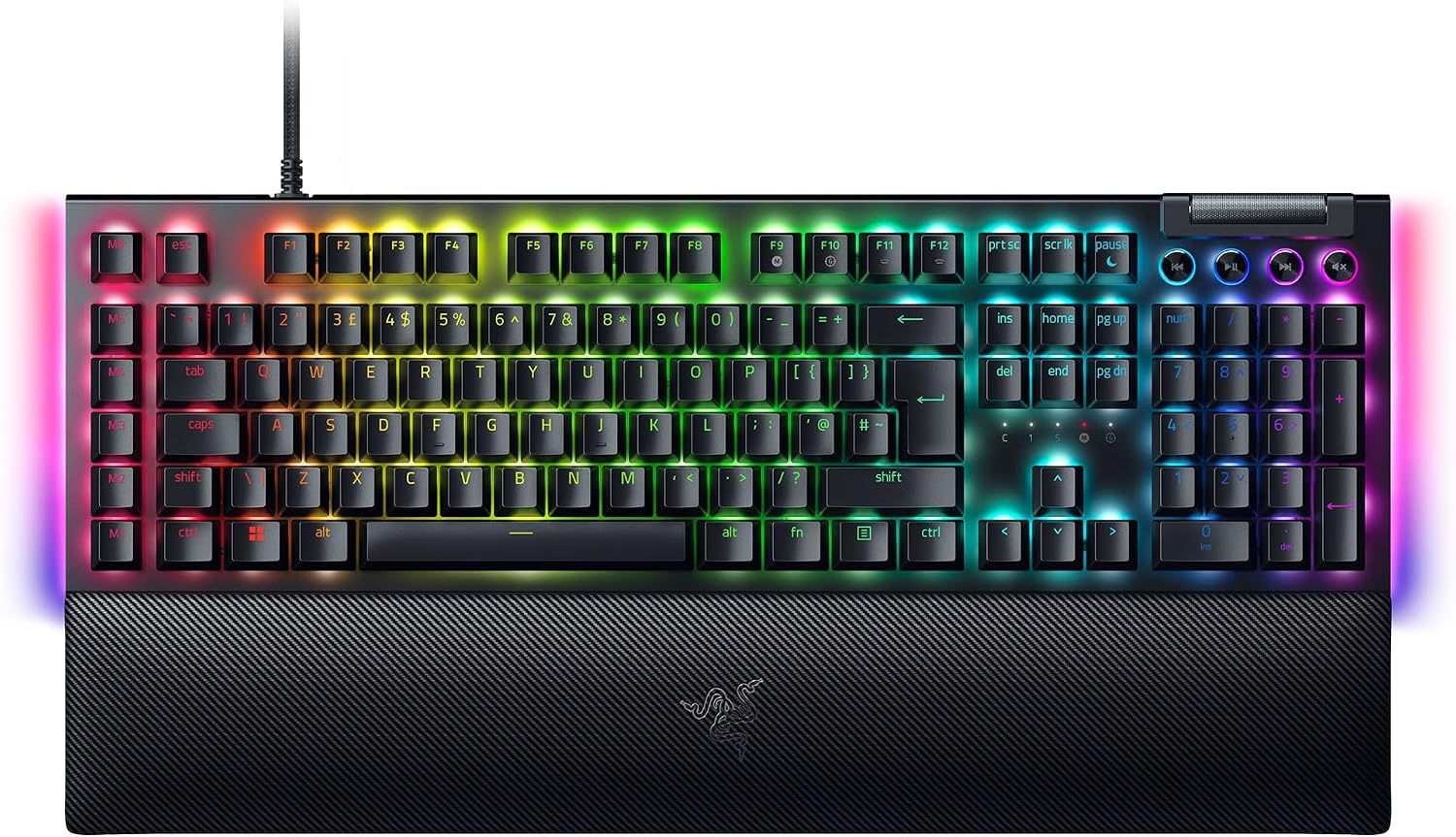 Razer BlackWidow V4 (Green Switch) - Mechanical Gaming Keyboard Chroma RGB (Clicky Mechanical Switches, 6 Dedicated Macro Keys, Doubleshot ABS Keycaps) QWERTY UK Layout Black