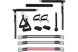 ‎GORILLA SPORTS GORILLA SPORTS® Pilates Bar Set - mit Stange, Widerstandsbänder, Hand- und Fußschlaufe, Verstellbar - Smart Workout, Resistance Bands, Home Gym Equipment, Krafttraining, Fitness Zubehör