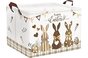 Clastyle Cestos Almacenaje Infantil Semana Santa Cesta Ropa Sucia Conejo Huevo para Habitación Bebé Dormitorio Cajas de Almacenaje Juguetes para Chico Chica,Marrón,40 * 30 * 30 cm