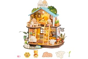 Rolife Maquetas - DIY Miniatura Casa Kit La Acogedora Villa del Cachorro, DIY Casas de Madera Puzzle 3D Estantería Rincón de Libros