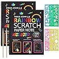 ruggito Rainbow Scratch Art for Kids,2 Rainbow Paper Books with 2 Pens 4 Painting Pattern Kids Arts and Crafts for Ages 4-12 Boys Girls Birthday Christmas Party Gift