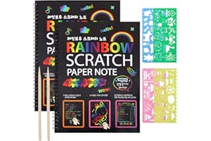 ruggito Rainbow Scratch Art for Kids,2 Rainbow Paper Books with 2 Pens 4 Painting Pattern Kids Arts and Crafts for Ages 4-12 Boys Girls Birthday Christmas Party Present
