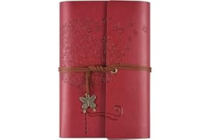 OMEYA Agenda in pelle, Agenda ricaricabile per donna Ragazza, diario a righe retro viaggiatore regalo A6 13 x 18,5 cm (rosso)