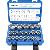 DAKCOS 1/2" Set of 21 Multi-Tooth Socket Spanners 12 Faces, 8-36 mm, CR-V | Matte Chrome Finish Socket Set