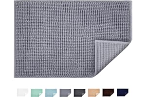 JARITTO Tapis de Bain Antidérapant Absorbant Tapis de Salle de Bain pour Sortie de Douche Baignoire Toilette Cuisine en Microfibre Chenille Lavable en Machine 50 x 80 cm (Gris)