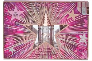 REVOLUTION BEAUTY LONDON Revolution Set Regalo Pout Bomb Lip Gloss Voluminizador, 3 Brillos Labiales de Tamaño Completo con Ácido Hialurónico y Péptidos, Vegano y Libre de Crueldad Animal