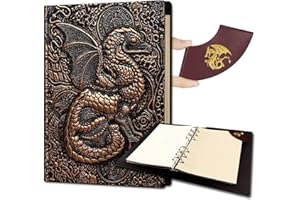 Ancient Deer 3D-Drachen-DND-Notizbuch, einzigartiges 400-seitiges Buch-Set, Leder, Vintage-Tagebuch für Dungeons and Dragons, RPG-Spieler, antiker Notizblock, Reisetagebuch, DM & Spieler, D&D-Zubehör,