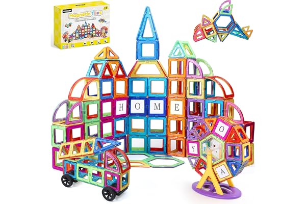 ECHOCUBE Set de tuiles magnétiques pour Enfants 116PC - tuiles de Construction, Jouets de Construction STEM, Cadeaux de Blocs magnétiques éducatifs pour Les Enfants garçons et Filles