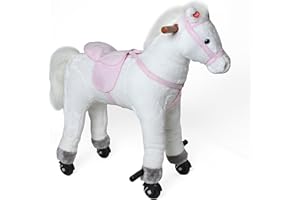 Cheval de Selle sur roulettes, Lola XXL 70cm Cheval-Jouet, Cheval à Bascule pour Un déplacement réel, capacité de Charge jusqu'à 50kg, Cheval en Peluche avec Effets sonores de la Marque Pink Papaya