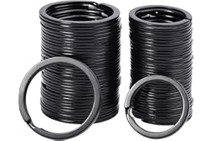 Sumind flat key ring fob metal split rings keyring metal rings for car house keys attachment, 1 and 1.25 inch (2.5 and 3.8 cm), black, 40 pieces