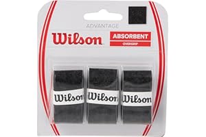 Bande de Maintien Wilson, Advantage Overgrip, Unisexe, Noir, 12 Pièces, WRZ4034BK