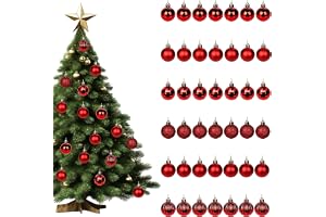 GESDYO 42 st röda okrossbara julgranskulor, 3 cm plastjulgranskulor