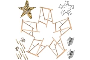 MODO24 Sägebock Holzbock, Klappbock Arbeitsbock, 5er-Set inklusive Montageteile, DIY Stern, Weihnachtsstern SET, Tapezierbock Montagebock Unterstellbock, Sternabmessungen 180x180x73 cm, Natur