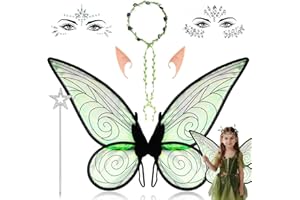 IIRC Fairy Wings Costume, skrzydła wróżki dla dzieci i dorosłych, skrzydła motyla na karnawał, urodziny, Halloween, Boże Narodzenie, do odgrywania ról, komiksowe przyjęcie tematyczne (ciemnozielony)