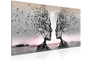 Runa Art Quadri Moderni Amanti 1 Pezzo L'Immagine Tela Non Tessuta Soggiorno Corridoio Albero Astratto Grigio Rosa 044812b