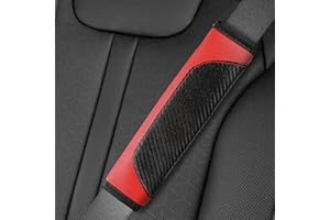 Amabro 2Pcs Car Seat Belt Cover, Comfortable Car Seat Belt Pads Leather Car Safety Seatbelt Cover Pads Shoulder Strap Covers Seat Belt Protector Auto Interior Accessories Compatible with Cars(Red)