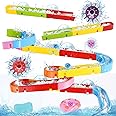 Nuheby Bath Toys Bath Track Game Shower Water Toys Watermill Slide Bath Toy Toddler Bath Time Multicoloured Diy Sucking Orbit with Suction Cups Kids Bathtub Toys for 3 4 5 Year Old Boys Girls