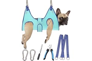 Kkiimatt Hamac de toilettage pour chien, harnais de toilettage pour animaux domestiques, hamac pour couper les ongles pour chien avec coupe-ongles/lime, sangle de toilettage pour chien avec large