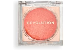 REVOLUTION BEAUTY LONDON Revolution, Beam Bright Blush, Colorete en Polvo para el Rostro, Mezclable y Modulable, Acabado Luminoso para Mejillas Radiantes, Vegano y Libre de Crueldad, Peach Pop