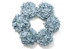 DuHouse Hortensien Kunstblumen, künstliche Blume Seide Hortensie mit Stiel, 22cm Fake Hortensien Blumen Köpfe für Hochzeit nach Hause Garten Mittelstück Dekorationen, 6 Stück(grau-blau)