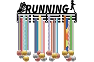 CREATCABIN Soporte Medallas Correr Soporte Exhibición Medallas Estante Montaje En Pared Estante Deportes Colgador Negro Decoración Pared Organizador Medallas Mujeres Correr Éxito 40x15cm