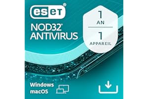 ESET NOD32 Antivirus 2025 | 1 appareil | 1 an | Antivirus pour Ordinateur - Protection multicouche - Anti-hammeçonnage | Windows/Mac | Code d'activation - envoi par email