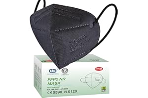 ctc connexions FFP2 Mask Black 20 Pack 5 Layers Protective Face Masks CE0598 Certification Filtration System ≥ 95% Disposable KN95 Masks Individually Packaged…