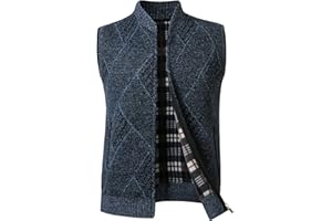 Btmpmcs Gilet da Uomo Lavorato a Maglia Senza Maniche Canotta Invernale Caldo Cardigan Foderata in Pile All'aperto Smanicato Pullover Maglione con Cerniera Intera