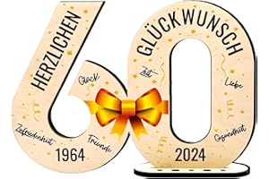 defiPad Ⓡ Holz-Schild 2024 Gästebuch 60 Geburtstag Geschenk fur Frau oder Mann | 60 Jahre Holz Geschenke und Gästebuch fur Geburtstag Jubiläum | Geburtstagsdeko | Geburtstagsgeschenk für Frauen