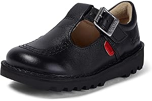 Kickers Girl's Kick T Bar Black School Shoes Uniform