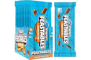 Feastables MrBeast Peanut Butter – Mjölkchoklad med Krämigt Jordnötssmör – 10 x 60g – Perfekt som Present
