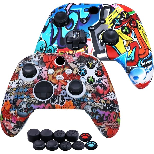 HLRAO Blue Silicone Cover Skin for Xbox One S/X Controller Glow in The Dark Anti-Slip Soft Rubber Case Protector Accessories Set with 8 Glow in The Dark Thumb Grips Caps HLRAO Blue Silicone Cover Skin for Xbox One S/X Controller Glow in The Dark Anti-Slip Soft Rubber Case Protector Accessories Set with 8 Glow in The Dark Thumb Grips Caps