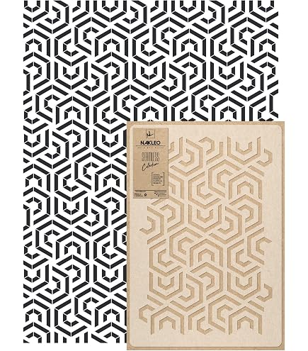 BOXED Geometric Abstract Wall Stencil, 3D Cubes Wall Decor