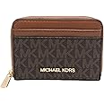 Michael Kors Women Leather Jet Set Travel Medium Zip Around Card Case Brown