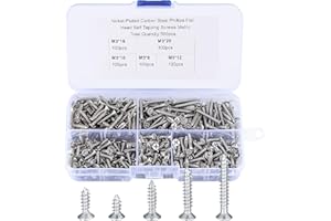 LJAPPLIED 500 Pcs M3 Self Tapping Screws, Small Wood Decking Screws, Tiny Concrete Screws, Cross Drive Flat Head Fastening Screws with Plastic Box for Home DIY - 8/10/12/16/20 mm