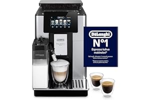 ‎DE'LONGHI De'Longhi ECAM612.55.SB PrimaDonna Soul Automatyczny Ekspres do Kawy Ziarnistej, 1450 W, 2 Filiżanki, System LatteCrema, Technologia Bean Adapt, Stal i Plastik, Srebrny, Czarny