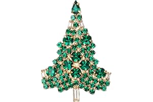 EVER FAITH Rhinestone Crystal Winter Party Christmas Tree Brooch Xmas Lapel Pins Jewellery Gift