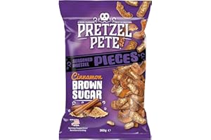 Pretzel Pete Pretzel Pieces - Cinnamon Brown Sugar, Leckeres Bretzelgebäck – Salziger Knabberspaß - (8x160g)