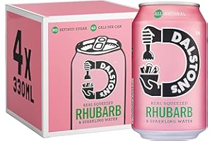 Dalston's Sparkling Rhubarb Soda (4x330ml) - Real Squeezed Rhubarb & Sparkling Water - 40 Kcal - No Added Sugar - No Artificial Sweeteners - Healthy Alternative - Low Calorie - Vegan