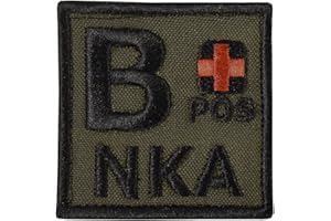 LEGEEON Olive Drab B POS B+ NKA Blood Type OD Green Embroidered Fastener Patch