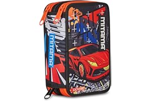Mitama Astuccio Scuola 3 Scomparti, TRIPLO MITADRIFT, Contenuto 47 pz, Completo di Matite, Pennarelli, Portapenne Scuola Elementare Bambino