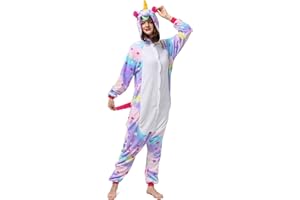 Katara 1744 (30+ Designs) Einhorn-Kostüm Lila-weiß, Unisex Onesie/Pyjama-Qualität für Erwachsene & Teenager