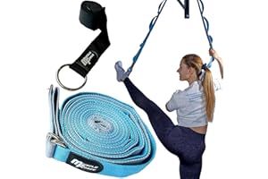 MuscleForge Sangle de Yoga 300 cm avec Crochet de Porte, Ceinture de Stretching pour Étirement des Jambes, Yoga, Ballet, Pilates et Arts Martiaux – Sangle d’Entraînement avec Boucles Ajustables