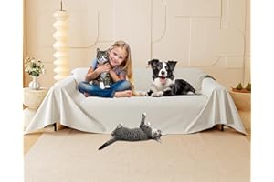 Loiion Copridivano Impermeabile, Antigraffio Gatto Divano, Copridivano Mobili Protector, Copridivani Impermeabile Resistente Alle Macchie E Ai Graffi per Cani e Gatti, Animali, Beige, 380x180cm