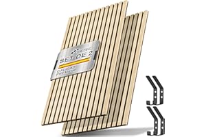 TRESKO 2 paneles acústicos de madera de 120 x 60 cm, incluye 4 ganchos para ropa, revestimiento de pared de roble claro como pared de listones 3D, paneles de madera para aislamiento acústico