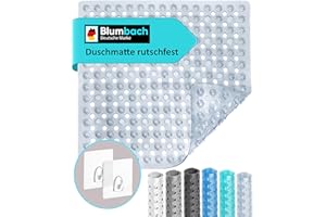 ‎BLUMBACH Blumbach® Duschmatte rutschfest 53x53cm - 100% BPA-frei - Inkl. 2 Haken zum Aufhängen - griffige Antirutschmatte Dusche & Badewanne, Duscheinlage, Rutschmatte schimmelresistent & maschinenwaschbar