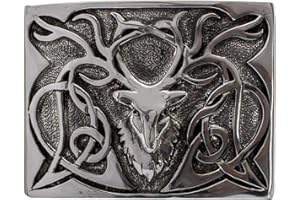 I LUV LTD Kilt Belt Buckle Mens Pewter Stag 3 Colour Finishes Scottish Made