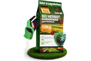 Natureflix BIO Herbstrasendünger mit Langzeitwirkung | Frost- & Winter-Rundumschutz| Organischer Rasendünger verdrängt Moos | (Körnung 1-4mm) für Streuwagen | Sicher für Kind & Tier (10kg für 280m²)